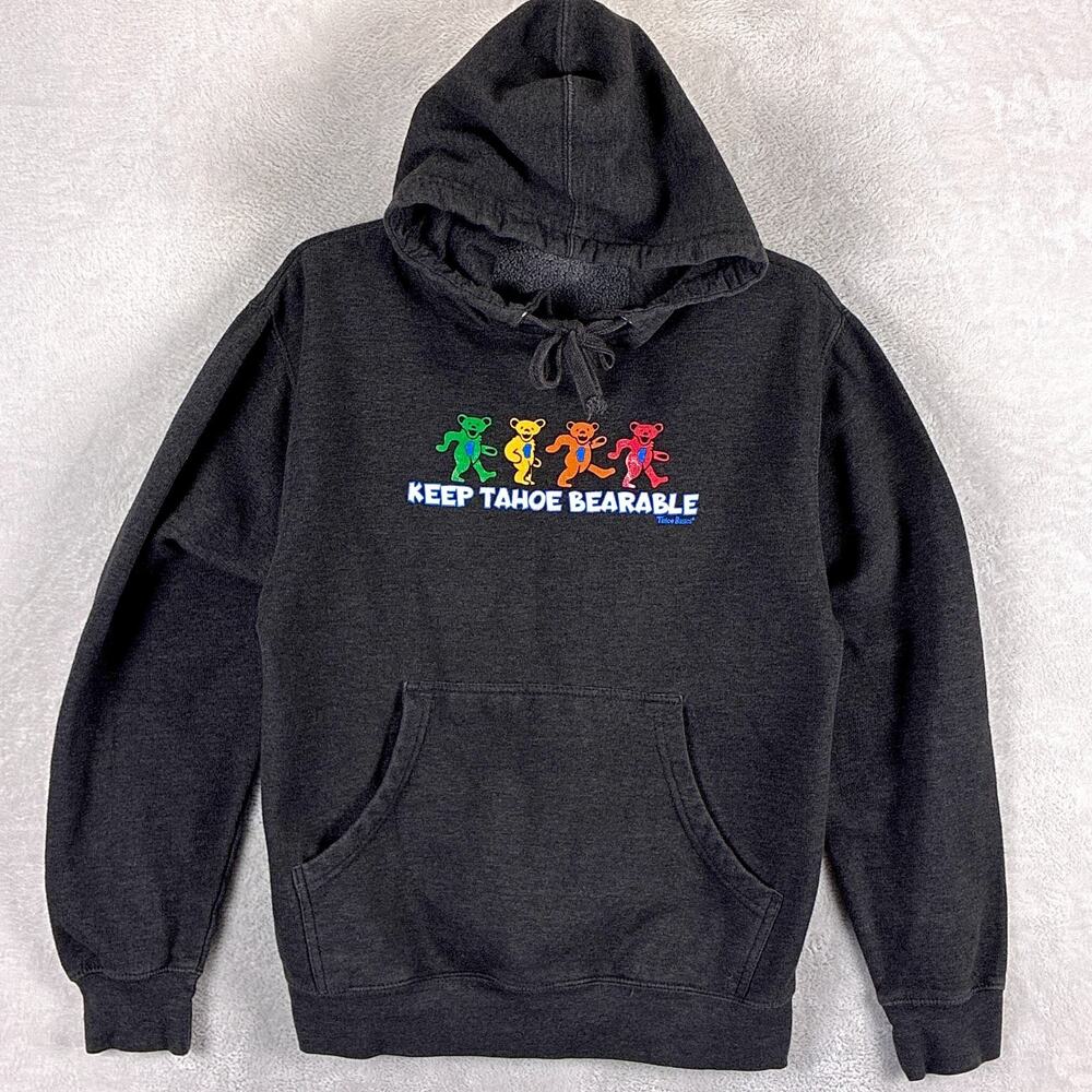 VTG Grateful Dead Lake Tahoe Hoodie Mens S Black Jerry Garcia Bears Festival